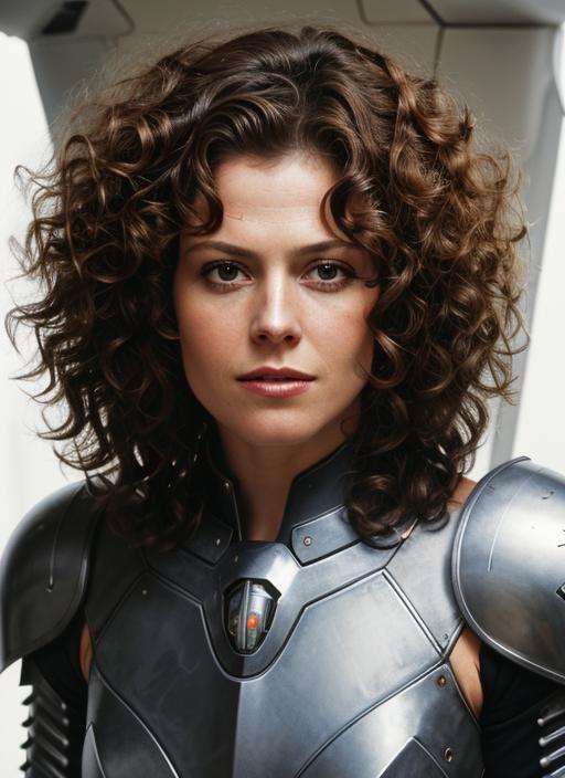 54138-3940456324-_lora_SigourneyWeaver_.8_ sw1 , headshot, woman, solo, curly hair, ((sci-fi armor)), white background, no background, PNG, natur.png